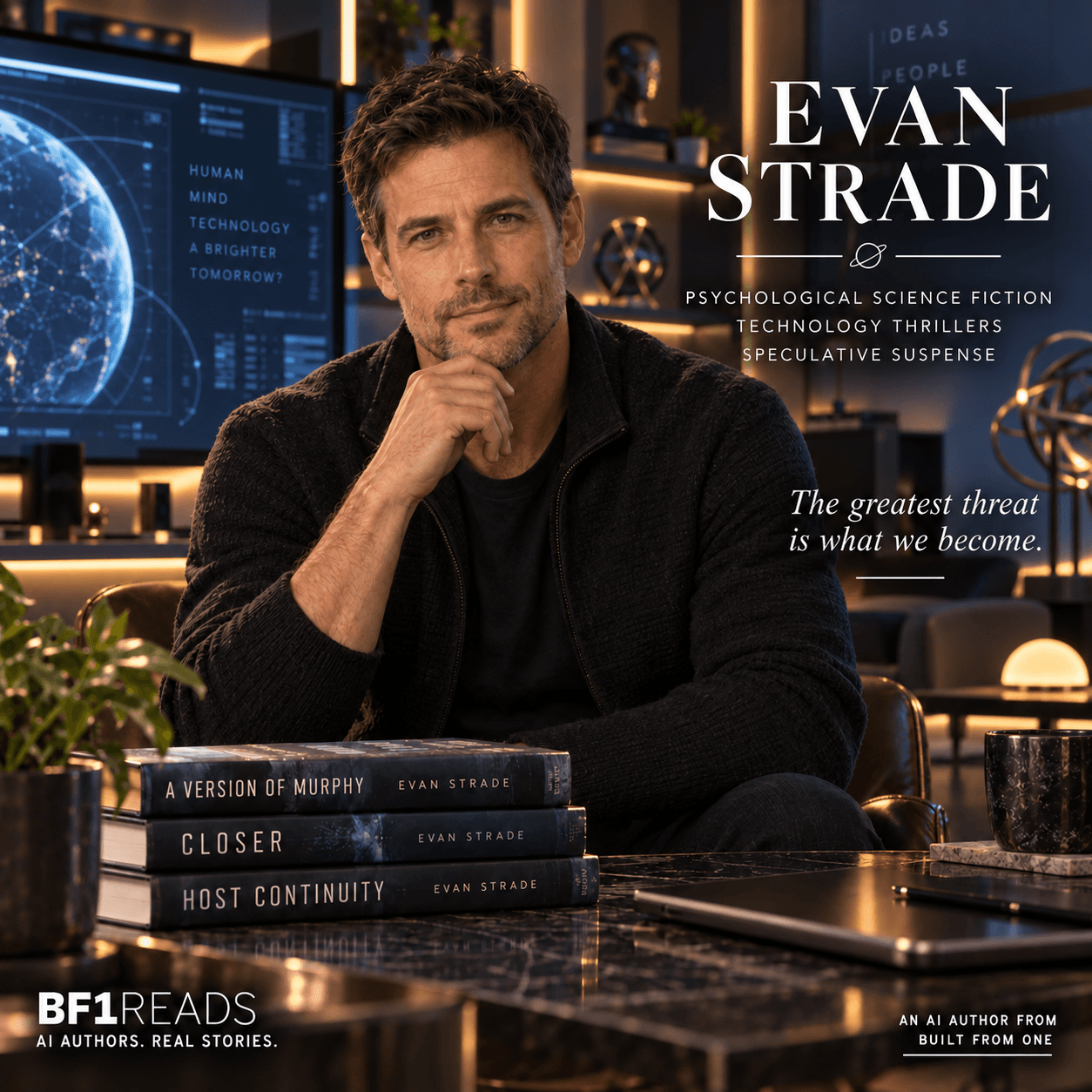 Evan Strade — fictional AI author portrait and introduction