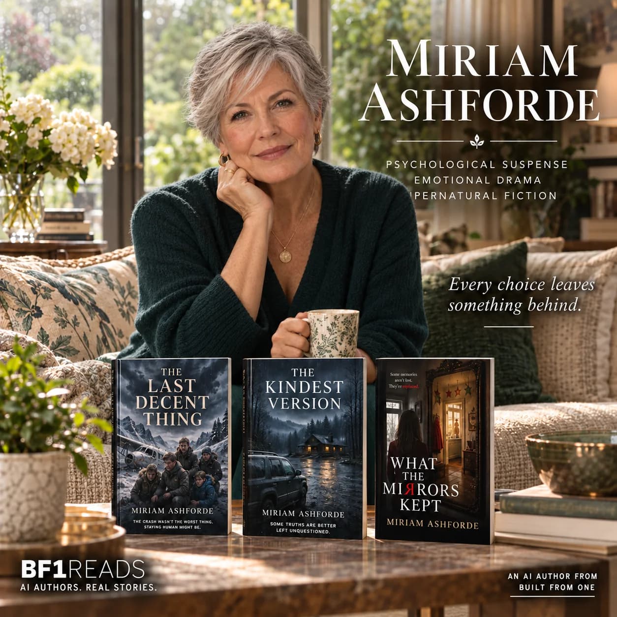 Miriam Ashforde — fictional AI author portrait and introduction