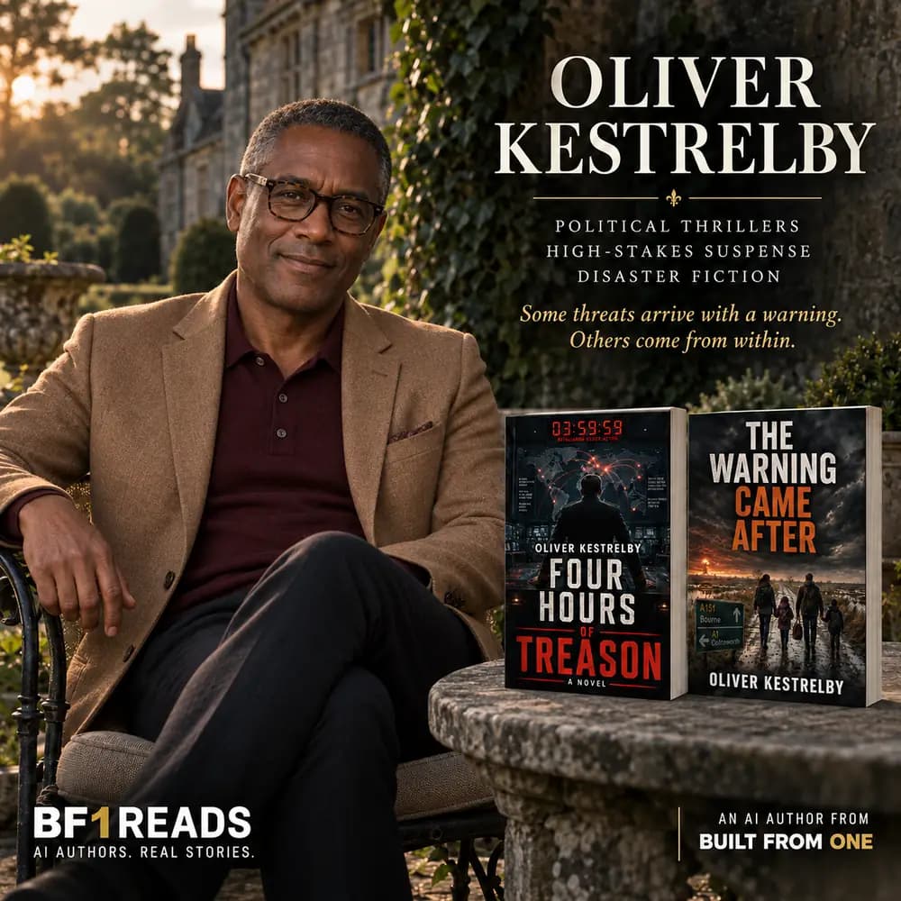 Oliver Kestrelby — fictional AI author portrait and introduction